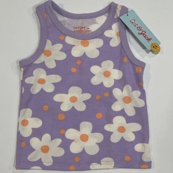 3/$15 Cat & Jack – Girls’ Purple 12 Mnth Sleeveless Flower Tank Top - Picture 1 of 4